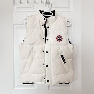 Canada Goose White Puffer Vest with Logo Patch